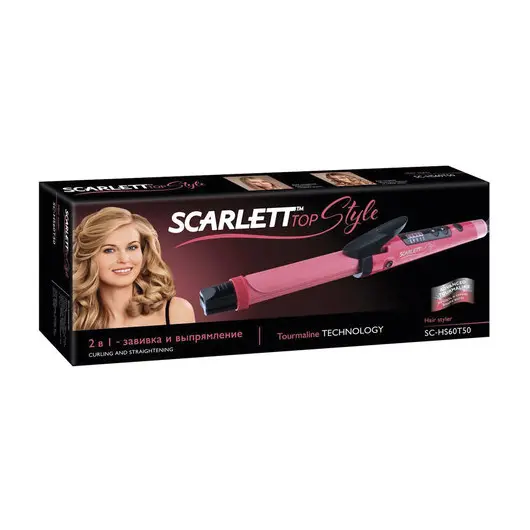 Стайлер для волос SCARLETT SC-HS60T50, 45 Вт, выпрямление/завивка, 5 режимов, турмалин, розовый, SC - HS60T50, фото 5