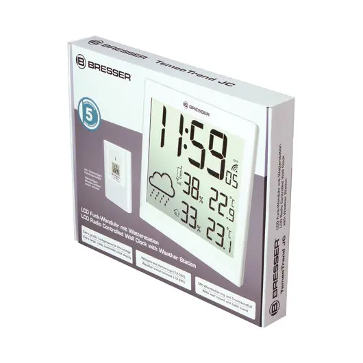 Метеостанция BRESSER TemeoTrend JC LCD, термодатчик, гигрометр, часы, будильник, белый, 73268, фото 6