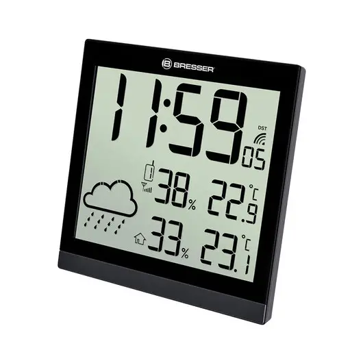 Метеостанция BRESSER TemeoTrend JC LCD, термодатчик, гигрометр, часы, будильник, черный, 73267, фото 1