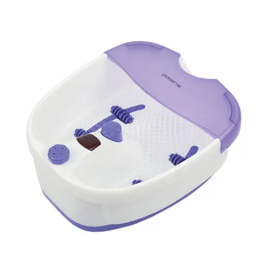 Ванночка для ног POLARIS PMB 1006, 80 Вт, 3 режима, 4 массажных ролика, защита от брызг, белая/фиолетовая, фото 1