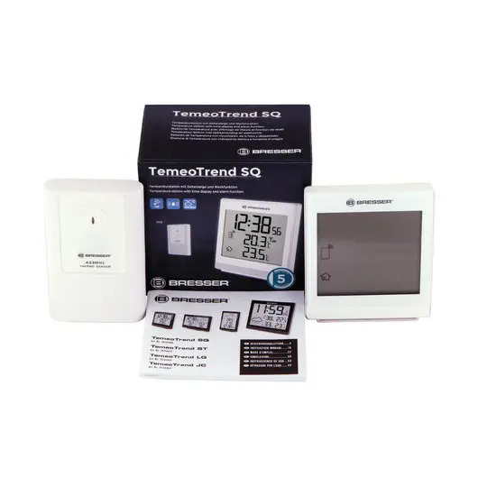 Метеостанция BRESSER TemeoTrend SQ, термодатчик, часы, будильник, белый, 73264, фото 6
