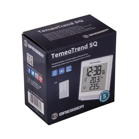 Метеостанция BRESSER TemeoTrend SQ, термодатчик, часы, будильник, белый, 73264, фото 7