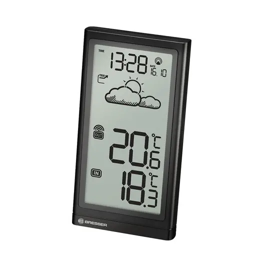 Метеостанция BRESSER Temp, термодатчик, часы, календарь, черный, 73262, фото 1