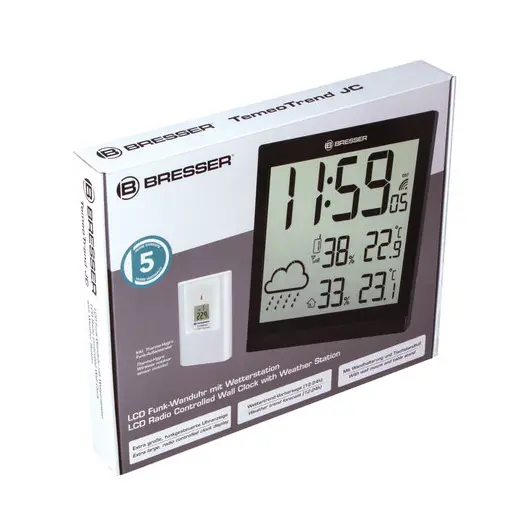 Метеостанция BRESSER TemeoTrend JC LCD, термодатчик, гигрометр, часы, будильник, черный, 73267, фото 6
