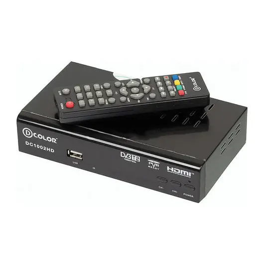 Приставка для цифрового ТВ DVB-T2 D-COLOR DC1002HD RCA, HDMI, USB, дисплей, пульт ДУ, фото 1