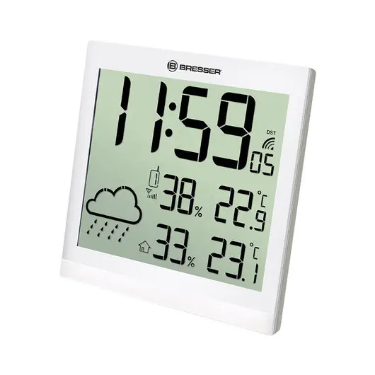 Метеостанция BRESSER TemeoTrend JC LCD, термодатчик, гигрометр, часы, будильник, белый, 73268, фото 1