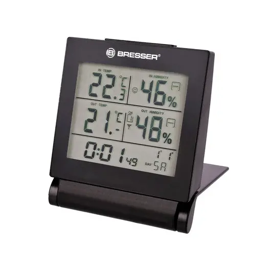 Метеостанция BRESSER MyTime Travel AlarmClock, термодатчик, гигрометр, будильник, календарь, черный, 73254, фото 1