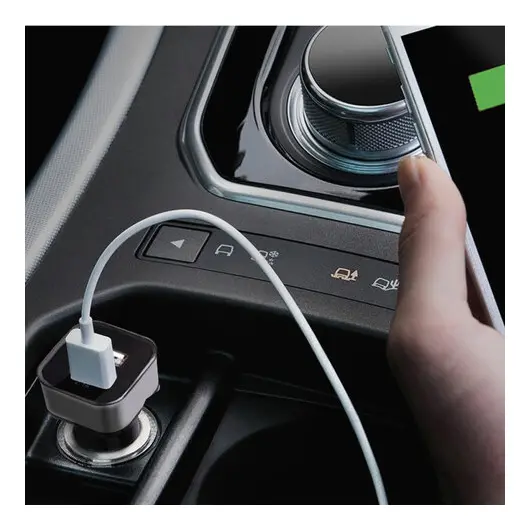 Зарядное устройство автомобильное SONNEN, 2 порта USB, выходной ток 2,1А, черное-белое, 454796, фото 8
