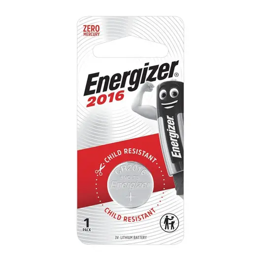 Батарейка ENERGIZER, CR 2016, литиевая, 1 шт, в блистере, E301021801, фото 1