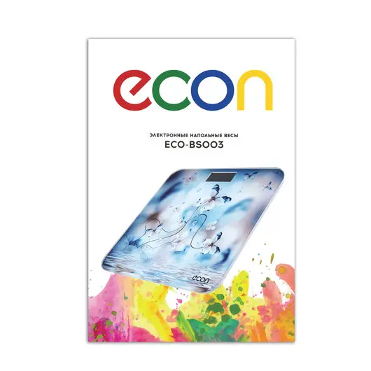 Весы напольные ECON ECO-BS003, электронные, вес до 180 кг, термометр, квадратные, стекло, с рисунком, фото 3
