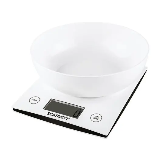 Весы кухонные SCARLETT SC-KS57B10, электронный дисплей, чаша, max вес 5 кг, тарокомпенсация, пластик, фото 6