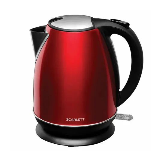 Чайник SCARLETT SC-EK21S87, 1,7 л, 2200 Вт, закрытый нагревательный элемент, сталь, красный, фото 1