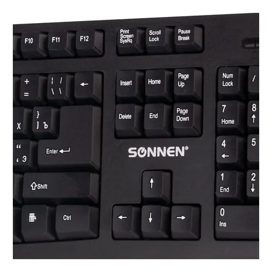 Клавиатура проводная SONNEN KB-330,USB, 104 клавиши, классический дизайн, черная, 511277, фото 4