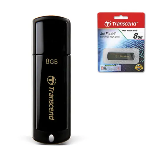 Флэш-диск 8 GB, TRANSCEND Jet Flash 350, USB 2.0, черный, TS8GJF350, фото 1