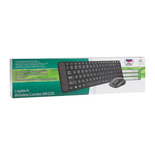 Набор беспроводной LOGITECH Wireless Desktop MK220, клавиатура, мышь 2 кнопки + 1 колесо-кнопка, черный, 920-003169, фото 4
