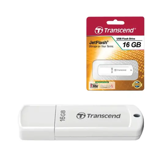 Флэш-диск 16 GB, TRANSCEND Jet Flash 370, USB 2.0, белый, TS16GJF370, фото 1
