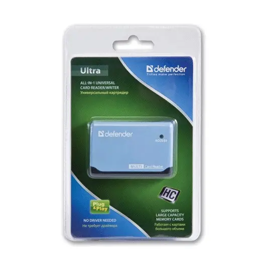 Картридер DEFENDER ULTRA, USB 2.0, порты SD, MMC, TF, M2, CF, XD, MS, 83500, фото 3