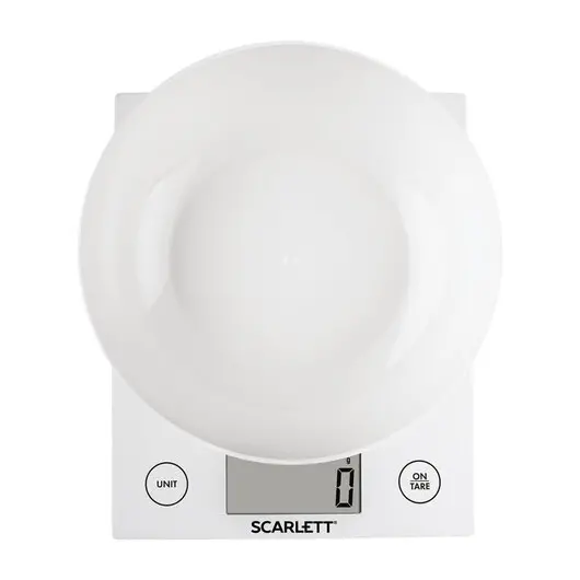 Весы кухонные SCARLETT SC-KS57B10, электронный дисплей, чаша, max вес 5 кг, тарокомпенсация, пластик, фото 5
