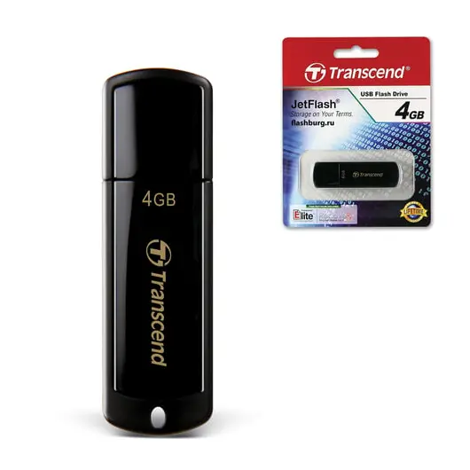 Флэш-диск 4 GB, TRANSCEND Jet Flash 350, USB 2.0, черный, TS4GJF350, фото 1