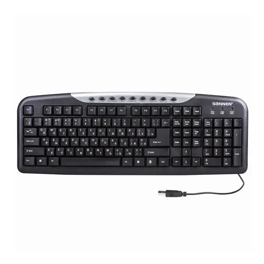 Набор проводной SONNEN KB-S110, USB, клавиатура 116 клавиш, мышь 3 кнопки, 1000 dpi, черный/серебристый, 511284, фото 2