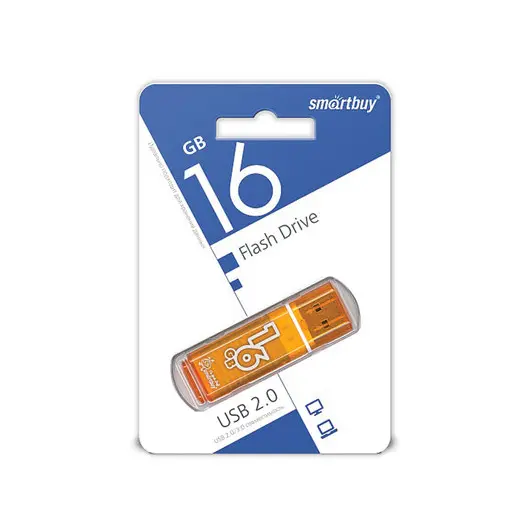Флэш-диск 16 GB, SMARTBUY Glossy, USB 2.0, оранжевый, SB16GBGS-Or, фото 3