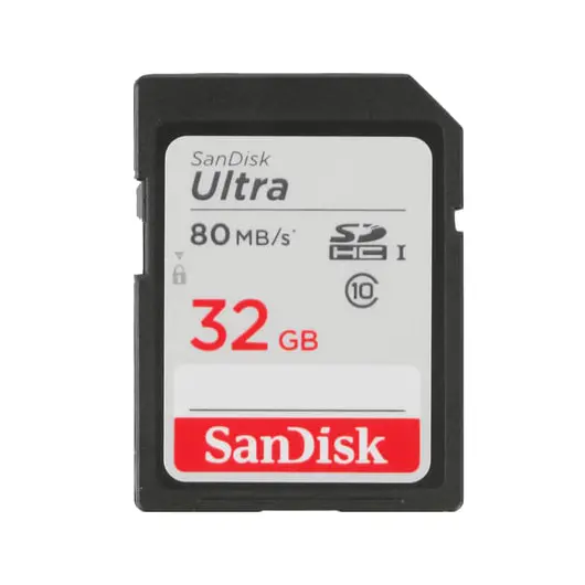 Карта памяти SDHC, 32 GB, SANDISK Ultra, UHS-I U1, 80 Мб/сек. (class 10), DUNC-032G-GN6IN, фото 1
