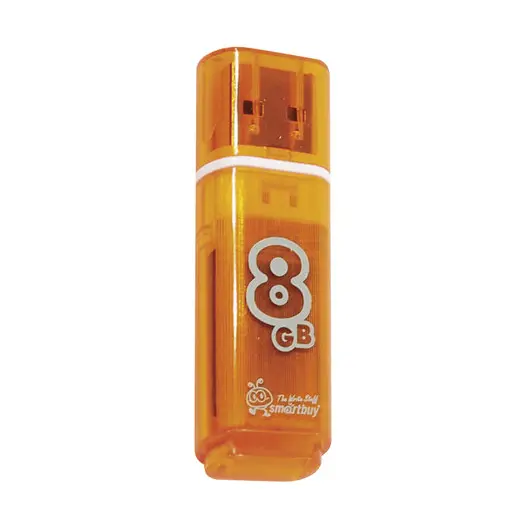 Флэш-диск 8 GB, SMARTBUY Glossy, USB 2.0, оранжевый, SB8GBGS-Or, фото 1
