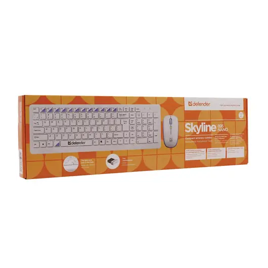 Набор беспроводной DEFENDER Skyline 895, клавиатура, мышь 3 кнопки + 1 колесо-кнопка, белый, 45895, фото 4