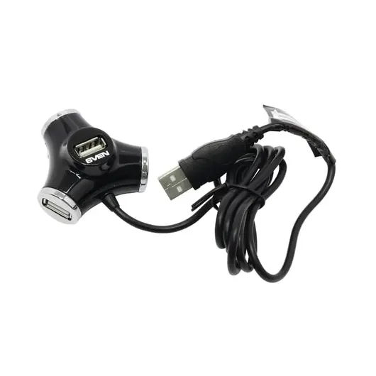 Хаб SVEN HB-012, USB 2.0, 4 порта, кабель 1,2 м, черный, SV-008482, фото 2