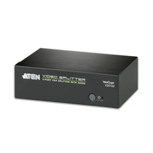 Разветвитель SVGA ATEN, 2-портовый, для передачи аналогового аудио/видео, до 1920х1440 пикселей, VS0102, фото 1