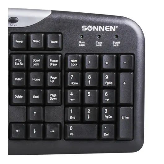 Набор проводной SONNEN KB-S110, USB, клавиатура 116 клавиш, мышь 3 кнопки, 1000 dpi, черный/серебристый, 511284, фото 6