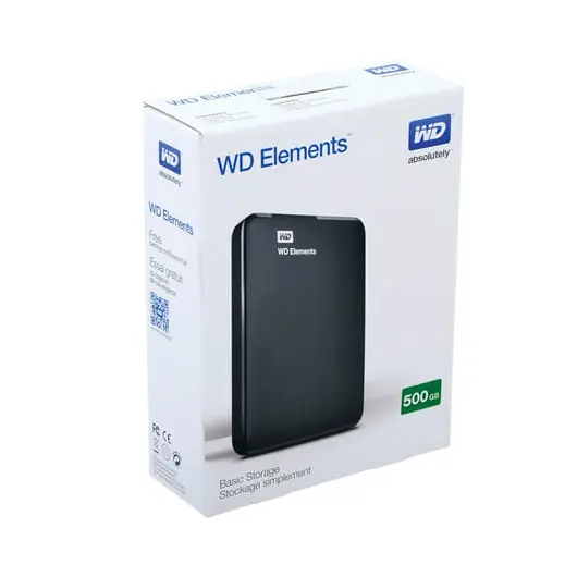 Диск жесткий внешний HDD WESTERN DIGITAL &quot;Elements Portable&quot;, 500 GB, 2,5&quot;, USB 3.0, черный, WDBUZG5000ABK, фото 2