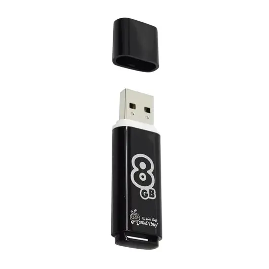 Флэш-диск 8 GB, SMARTBUY Glossy, USB 2.0, черный, SB8GBGS-K, фото 2