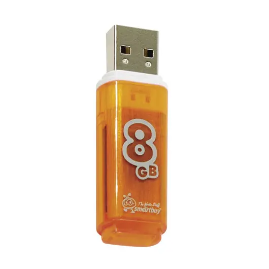 Флэш-диск 8 GB, SMARTBUY Glossy, USB 2.0, оранжевый, SB8GBGS-Or, фото 2