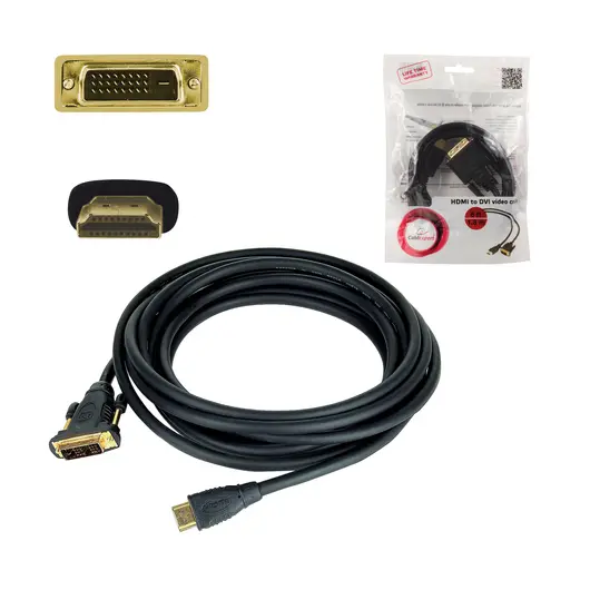 Кабель HDMI-DVI-D, 1,8 м, GEMBIRD, экранированный, для передачи цифрового видео, CC-HDMI-DVI-6, фото 1