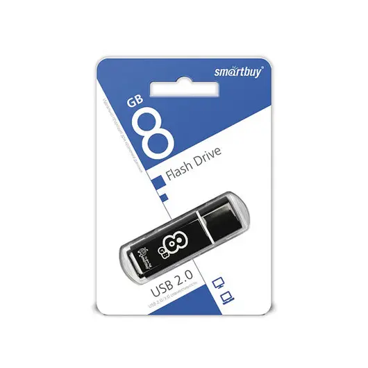 Флэш-диск 8 GB, SMARTBUY Glossy, USB 2.0, черный, SB8GBGS-K, фото 3