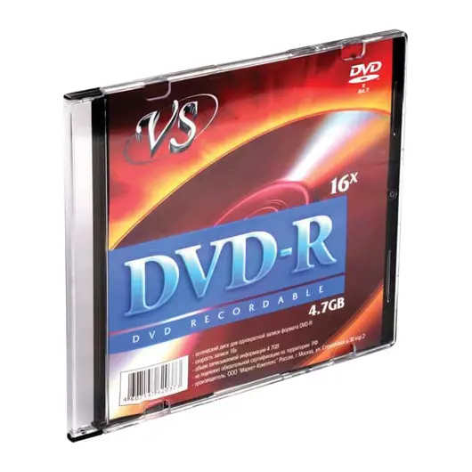 Диск DVD-R VS, 4,7 Gb, 16x, Slim Case, VSDVDRSL01, фото 1