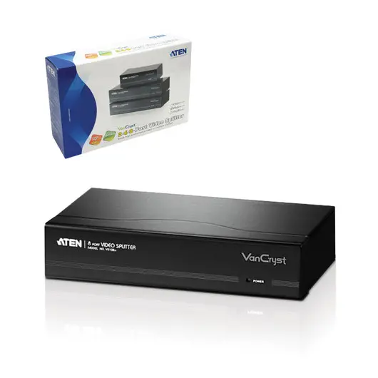 Разветвитель SVGA ATEN, 4-портовый, для передачи аналогового видео, каскадируемый, VS134A, фото 1