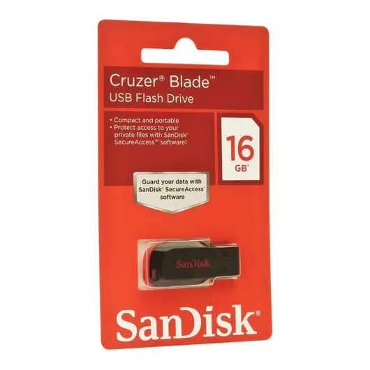 Флэш-диск 16 GB, SANDISK Cruzer Blade, USB 2.0, черный, SDCZ50-016G-B35, фото 5