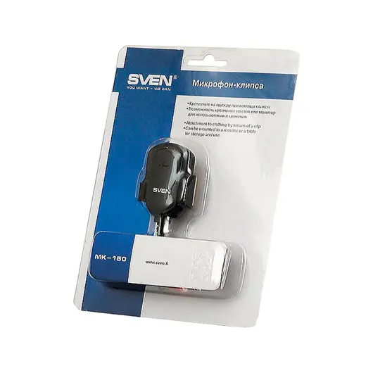 Микрофон-клипса SVEN MK-150, кабель 1,8 м, 58 дБ, пластик, черный, SV-0430150, фото 2