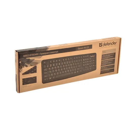 Клавиатура проводная DEFENDER Element HB-520, USB, 104 клавиши + 3 дополнительные клавиши, черная, 45522, фото 2