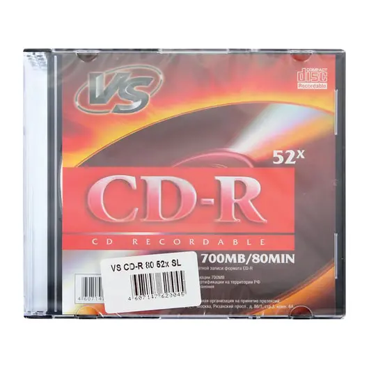 Диск CD-R VS, 700 Mb, 52x, Slim Case, VSCDRSL01, фото 1