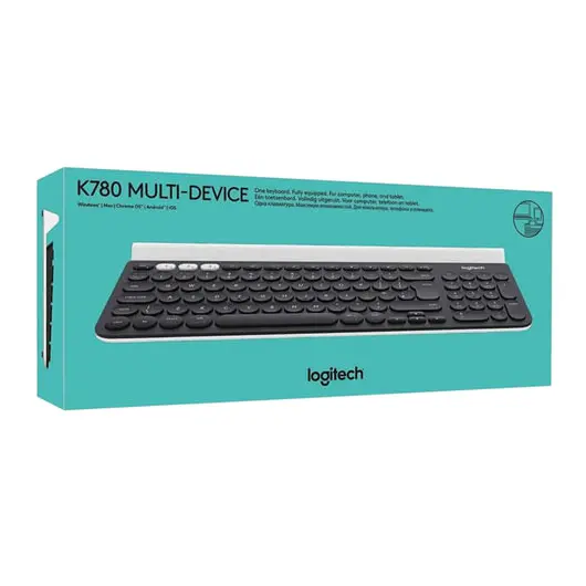 Клавиатура беспроводная LOGITECH K780, для ПК, планшета, смартфона, 97 клавиш + 6 дополнительных клавиш, черно-белая, 920-008043, фото 2