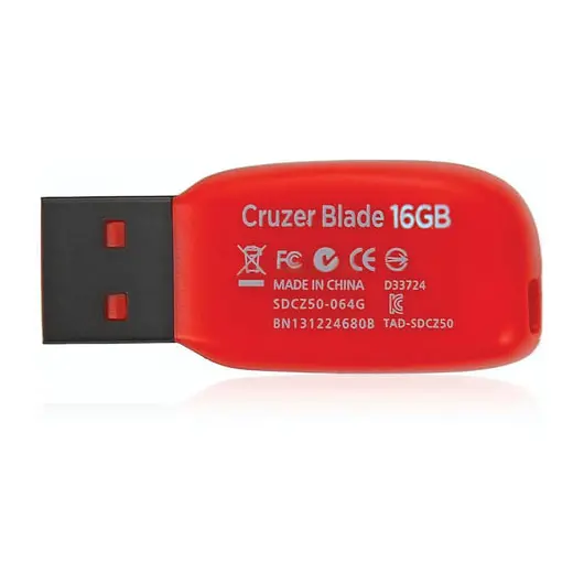 Флэш-диск 16 GB, SANDISK Cruzer Blade, USB 2.0, черный, SDCZ50-016G-B35, фото 3