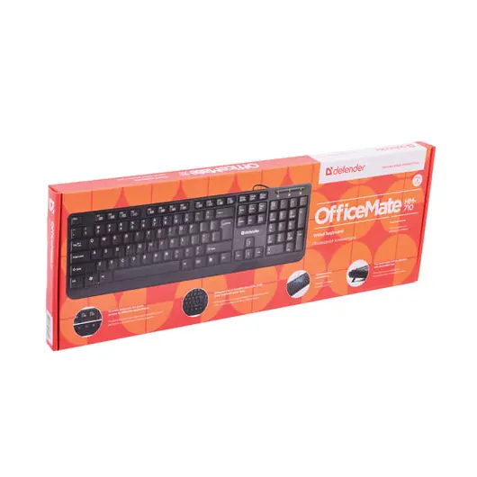 Клавиатура проводная DEFENDER OfficeMate HM-710 RU, USB, 104 клавиши + 12 дополнительных клавиш, мультимедийная, черная, 45710, фото 2