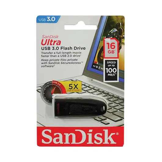 Флэш-диск 16 GB, SANDISK Ultra, USB 3.0, черный, SDCZ48-016G-U46, фото 2