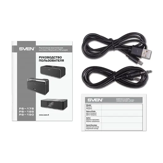 Колонка портативная SVEN PS-175, 1.0, 10 Вт, Bluetooth, FM-тюнер, USB, micro USB, черная, SV-015886, фото 6