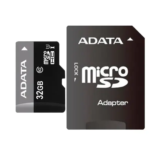 Карта памяти micro SDHC, 32 GB, A-DATA Premier, 50 Мб/сек. (class 10), с адаптером, AUSDH32GUICL10, фото 1