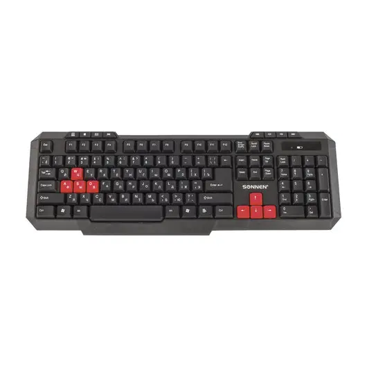 Набор беспроводной SONNEN WKM-1811, клавиатура 112 клавиш мультимедиа, мышь 4 кнопки, черный, 512655, фото 2