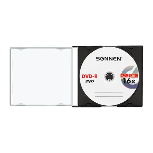 Диск DVD-R SONNEN, 4,7 Gb, 16x, Slim Case (1 штука), 512575, фото 2